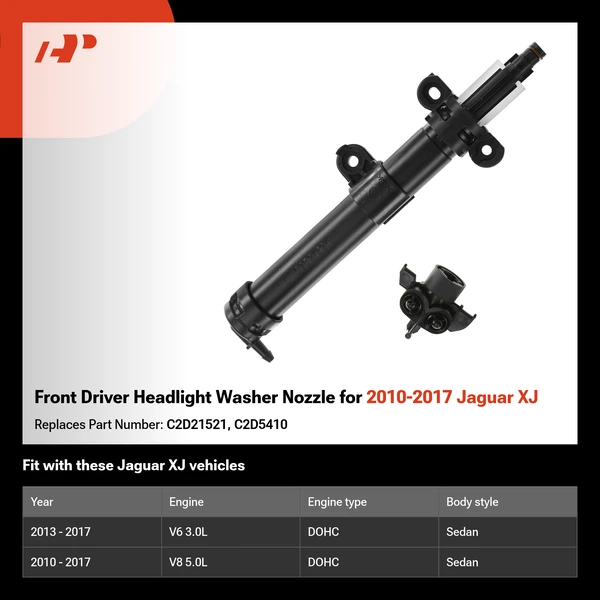 Front Driver Headlight Washer Nozzle for 2010-2017 Jaguar XJ