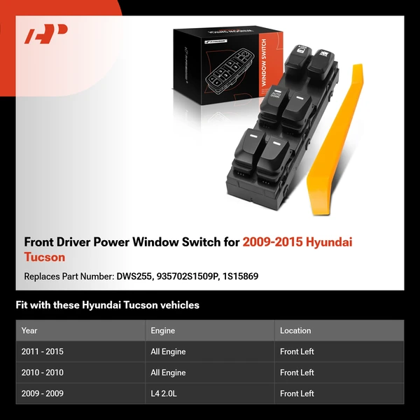 Front Driver Power Window Switch for 2009-2015 Hyundai Tucson