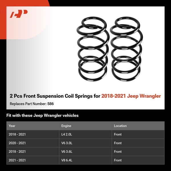 2 Pcs Front Suspension Coil Springs for 2018-2021 Jeep Wrangler