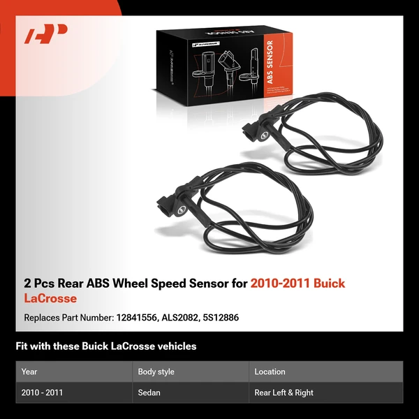2 Pcs Rear ABS Wheel Speed Sensor for 2010-2011 Buick LaCrosse