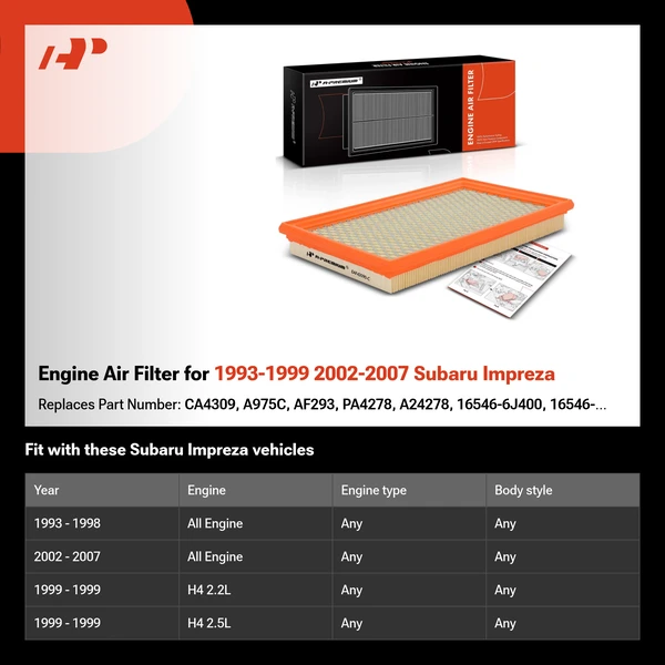 Engine Air Filter for 1993-1999 2002-2007 Subaru Impreza