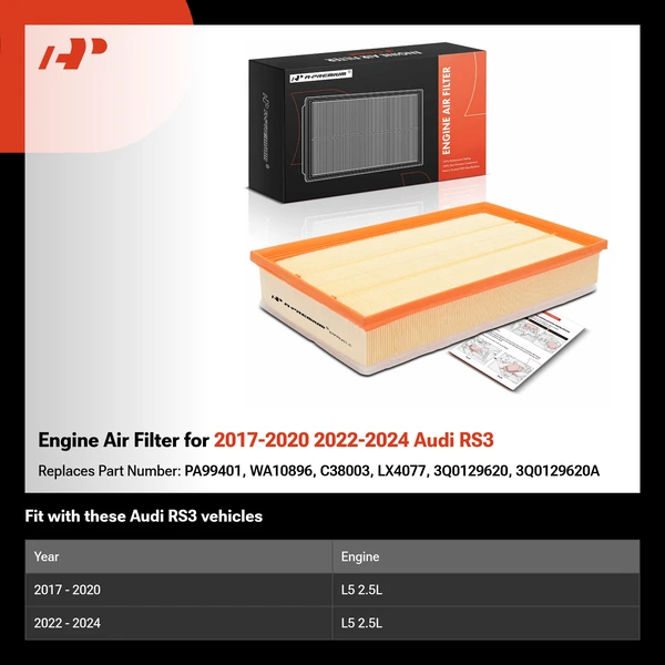 Engine Air Filter for 2017-2020 2022-2024 Audi RS3