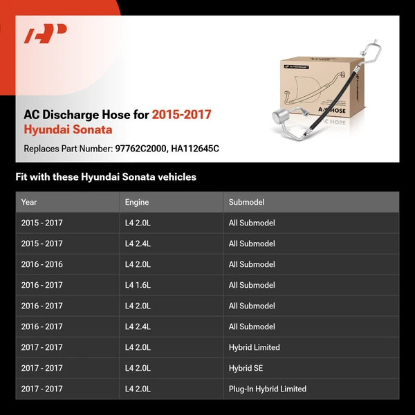 AC Discharge Hose for 2015-2017 Hyundai Sonata