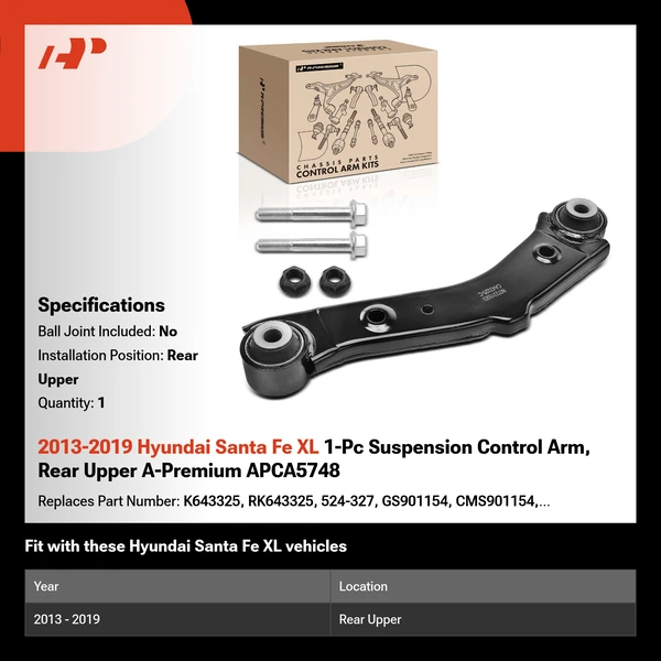 2013-2019 Hyundai Santa Fe XL 1-Pc Suspension Control Arm, Rear Upper A-Premium APCA5748