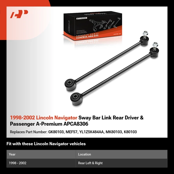 1998-2002 Lincoln Navigator Sway Bar Link Rear Driver & Passenger A-Premium APCA8306