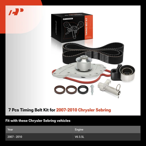 7 Pcs Timing Belt Kit for 2007-2010 Chrysler Sebring