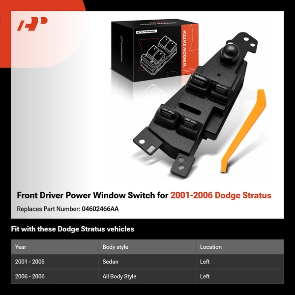 Front Driver Power Window Switch for 2001-2006 Dodge Stratus