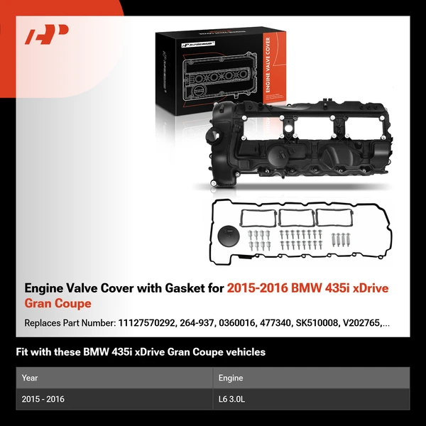 Engine Valve Cover with Gasket for 2015-2016 BMW 435i xDrive Gran Coupe