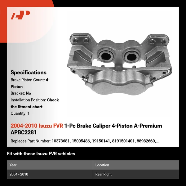 2004-2010 Isuzu FVR 1-Pc Brake Caliper 4-Piston A-Premium APBC2281