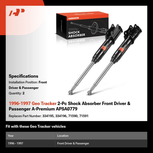 1996-1997 Geo Tracker 2-Pc Shock Absorber Front Driver & Passenger A-Premium APSA0779