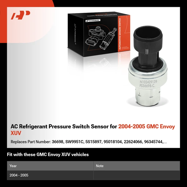 AC Refrigerant Pressure Switch Sensor for 2004-2005 GMC Envoy XUV