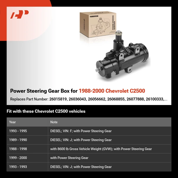 Power Steering Gear Box for 1988-2000 Chevrolet C2500