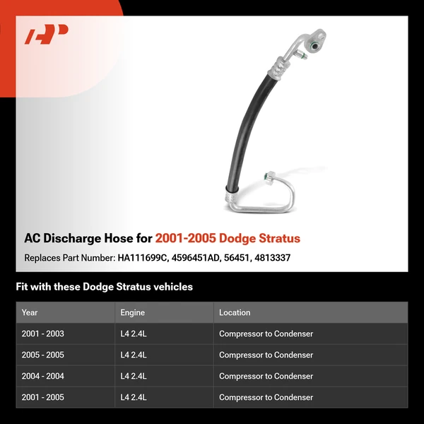 AC Discharge Hose for 2001-2005 Dodge Stratus