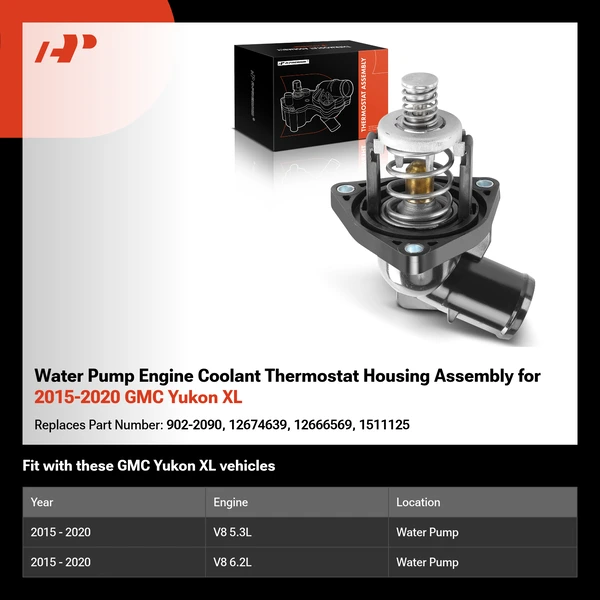 Water Pump Engine Coolant Thermostat Housing Assembly for 2015-2020 GMC Yukon XL