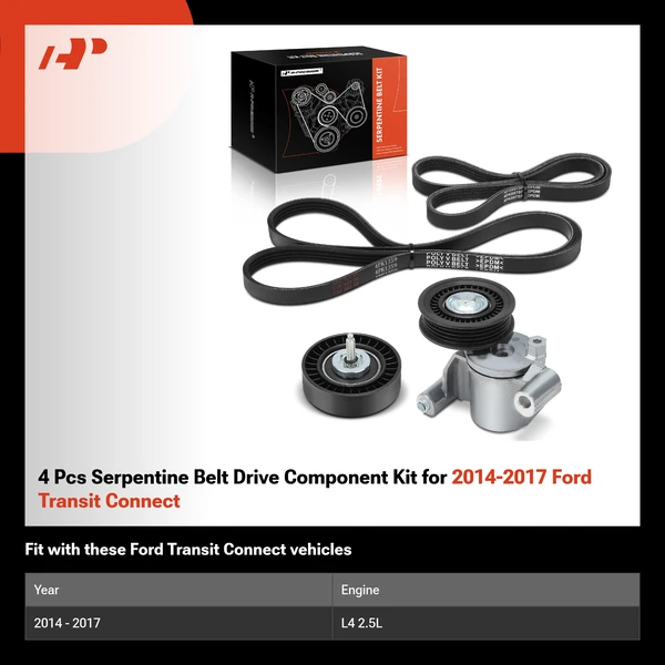 4 Pcs Serpentine Belt Drive Component Kit for 2014-2017 Ford Transit Connect