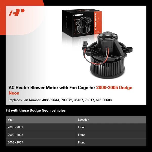 AC Heater Blower Motor with Fan Cage for 2000-2005 Dodge Neon