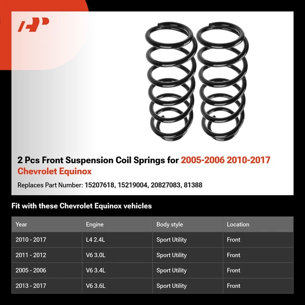 2 Pcs Front Suspension Coil Springs for 2005-2006 2010-2017 Chevrolet Equinox