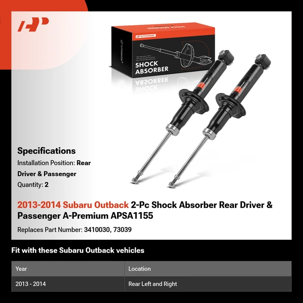 2013-2014 Subaru Outback 2-Pc Shock Absorber Rear Driver & Passenger A-Premium APSA1155