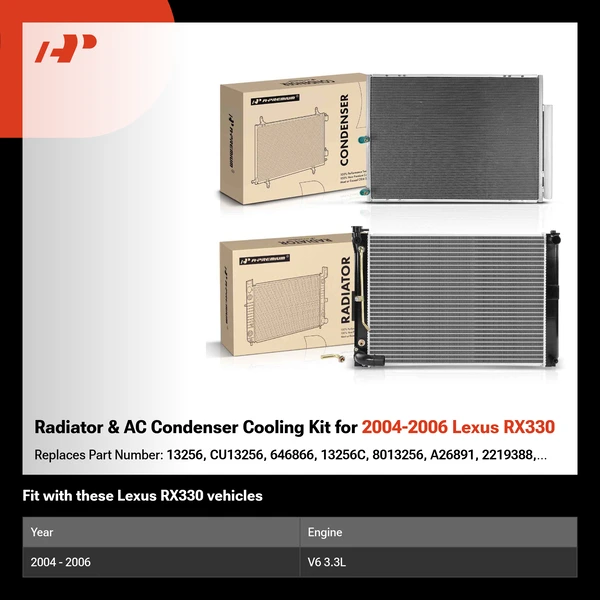 Radiator & AC Condenser Cooling Kit for 2004-2006 Lexus RX330
