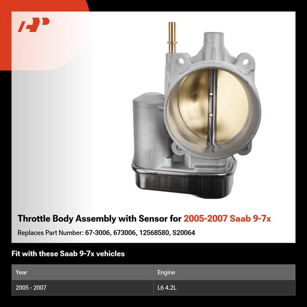 Throttle Body Assembly with Sensor for 2005-2007 Saab 9-7x
