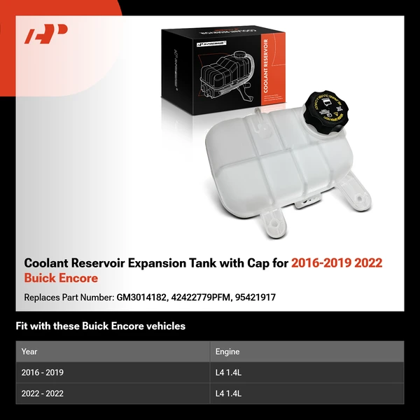 Coolant Reservoir Expansion Tank with Cap for 2016-2019 2022 Buick Encore