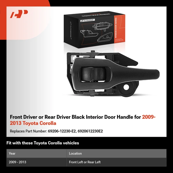 Front Driver or Rear Driver Black Interior Door Handle for 2009-2013 Toyota Corolla