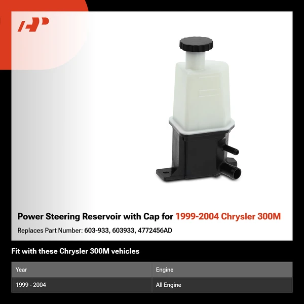 Power Steering Reservoir with Cap for 1999-2004 Chrysler 300M