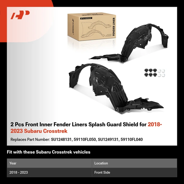 2 Pcs Front Inner Fender Liners Splash Guard Shield for 2018-2023 Subaru Crosstrek