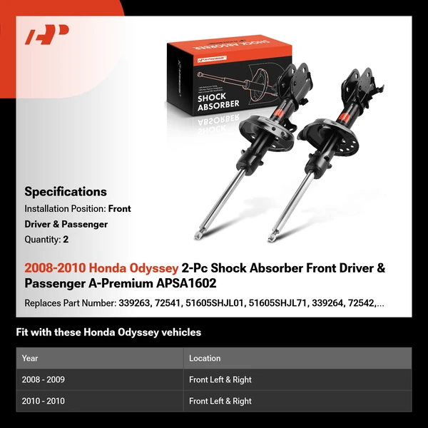 2008-2010 Honda Odyssey 2-Pc Shock Absorber Front Driver & Passenger A-Premium APSA1602