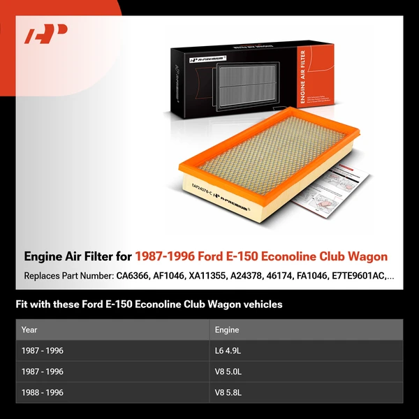 Engine Air Filter for 1987-1996 Ford E-150 Econoline Club Wagon