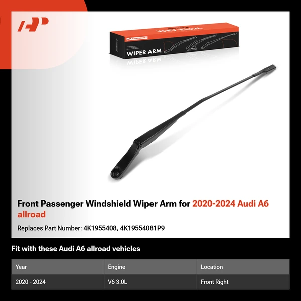 Front Passenger Windshield Wiper Arm for 2020-2024 Audi A6 allroad