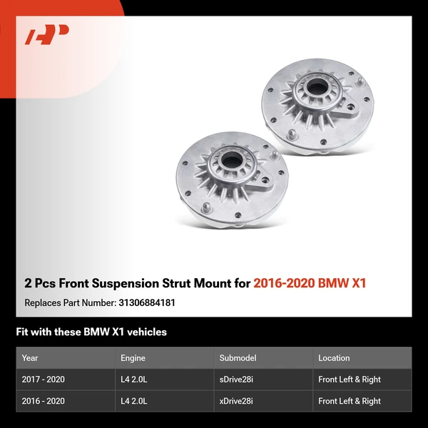 2 Pcs Front Suspension Strut Mount for 2016-2020 BMW X1