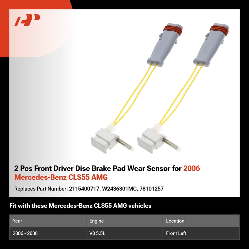 2 Pcs Front Driver Disc Brake Pad Wear Sensor for 2006 Mercedes-Benz CLS55 AMG