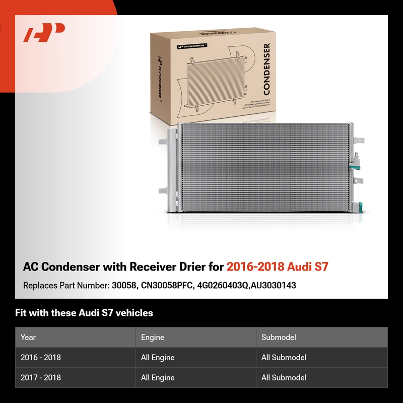 AC Condenser with Receiver Drier for 2016-2018 Audi S7