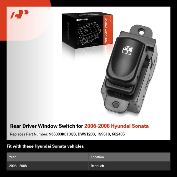 Rear Driver Window Switch for 2006-2008 Hyundai Sonata