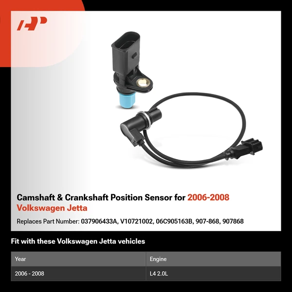 Camshaft & Crankshaft Position Sensor for 2006-2008 Volkswagen Jetta