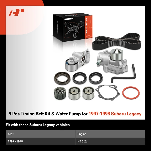 9 Pcs Timing Belt Kit & Water Pump for 1997-1998 Subaru Legacy