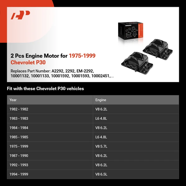 2 Pcs Engine Motor for 1975-1999 Chevrolet P30