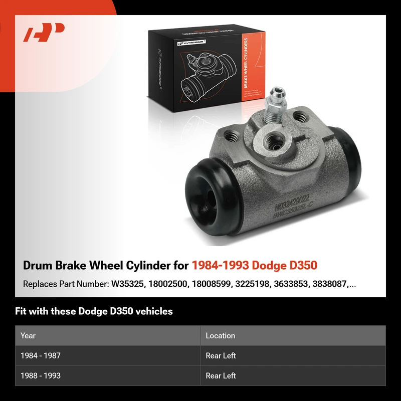 Drum Brake Wheel Cylinder for 1984-1993 Dodge D350
