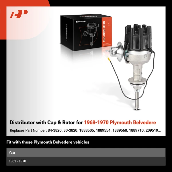 Distributor with Cap & Rotor for 1968-1970 Plymouth Belvedere