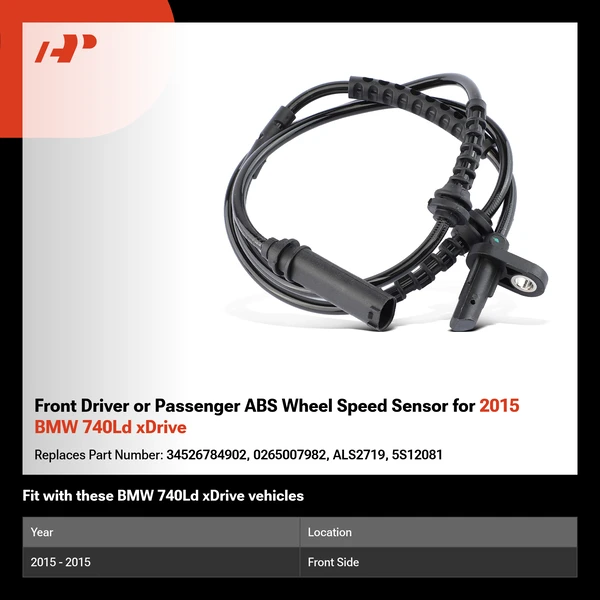 Front Driver or Passenger ABS Wheel Speed Sensor for 2015 BMW 740Ld xDrive