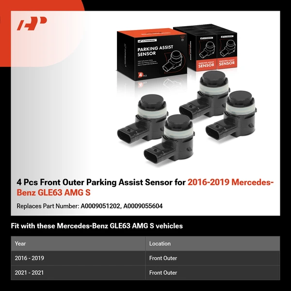 4 Pcs Front Outer Parking Assist Sensor for 2016-2019 Mercedes-Benz GLE63 AMG S