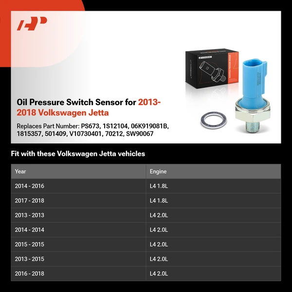 Oil Pressure Switch Sensor for 2013-2018 Volkswagen Jetta