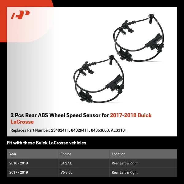 2 Pcs Rear ABS Wheel Speed Sensor for 2017-2018 Buick LaCrosse