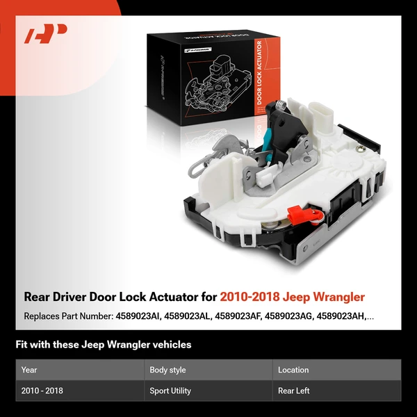 Rear Driver Door Lock Actuator for 2010-2018 Jeep Wrangler