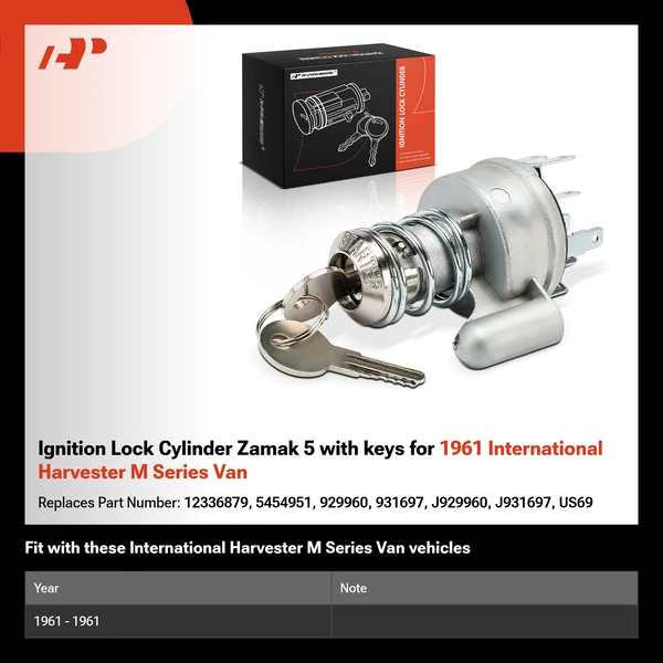 Ignition Lock Cylinder Zamak 5 with keys for 1961 International Harvester M Series Van