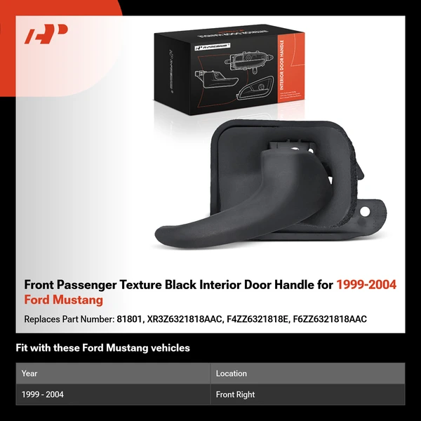 Front Passenger Texture Black Interior Door Handle for 1999-2004 Ford Mustang
