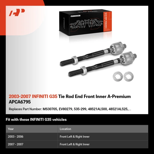2003-2007 INFINITI G35 Tie Rod End Front Inner A-Premium APCA6795