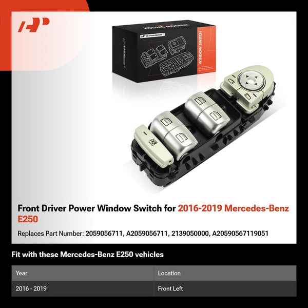 Front Driver Power Window Switch for 2016-2019 Mercedes-Benz E250