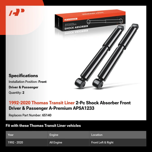 1992-2020 Thomas Transit Liner 2-Pc Shock Absorber Front Driver & Passenger A-Premium APSA1233